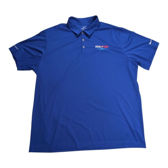 Nike Pepsi Fleet Polo Shirt Blue Mens XXL Dri-Fit - Picture 1 of 8